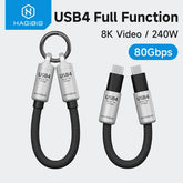 Hagibis USB4 Cable Portable Keychain Short C to C Cable Lanyard Type-C Cable 240W 80Gbps for Thunderbolt 4/5 iPhone 16 Pro SSD