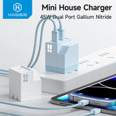 Hagibis 45W GaN USB C Charger PD PPS Fast Charger Mini House Travel Dual Ports Charger for iPhone 16 Pro Max/15/14 iPad MacBook