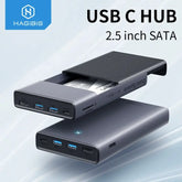 Hagibis USB C HUB with Hard Drive Enclosure 2.5 SATA to USB 3.0 Type C AdapterUSB Hub for External SSD Disk HDD Case