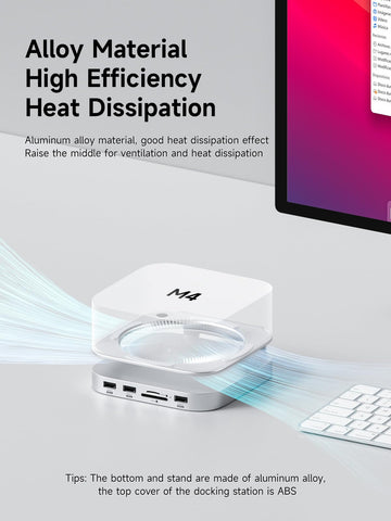 Hagibis Mac Mini M4 Hub & Stand with SSD Enclosure, 3 in 1 USB Type-C Docking Station with M.2 NVMe SSD Case, 4K@60Hz HDMI, 10Gbps USB3.2 Gen2, SD4.0, TF4.0, 5V/2A Power Supply for M4 Pro (MC60H)