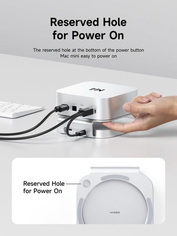 Hagibis Mac Mini M4 Hub & Stand with SSD Enclosure, 3 in 1 USB Type-C Docking Station with M.2 NVMe SSD Case, 4K@60Hz HDMI, 10Gbps USB3.2 Gen2, SD4.0, TF4.0, 5V/2A Power Supply for M4 Pro (MC60H)