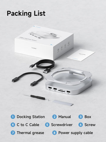 Hagibis Mac Mini M4 Hub & Stand with SSD Enclosure, 3 in 1 USB Type-C Docking Station with M.2 NVMe SSD Case, 4K@60Hz HDMI, 10Gbps USB3.2 Gen2, SD4.0, TF4.0, 5V/2A Power Supply for M4 Pro (MC60H)