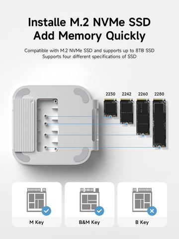 Hagibis Mac Mini M4 Hub & Stand with SSD Enclosure, 3 in 1 USB Type-C Docking Station with M.2 NVMe SSD Case, 4K@60Hz HDMI, 10Gbps USB3.2 Gen2, SD4.0, TF4.0, 5V/2A Power Supply for M4 Pro (MC60H)