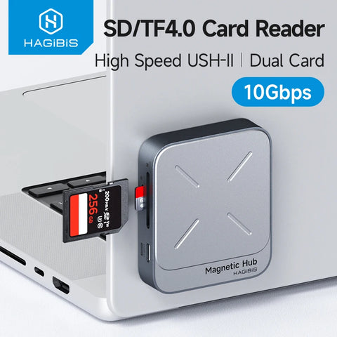 Hagibis Magnetic Card Reader SD4.0 312MB/s USB-C to SD MicroSD TF Memory Card Magnet HUB UHS-II for Laptop Phone Macbook Camera