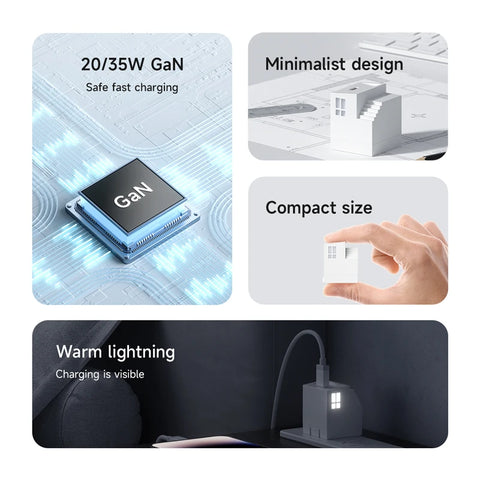 Hagibis 35W GaN USB C Charger Creative Fast Charger 20W QC 3.0 PD 3.0 For iPhone 16 15 14  Pro Max iPad Pro Macbook Air Samsung