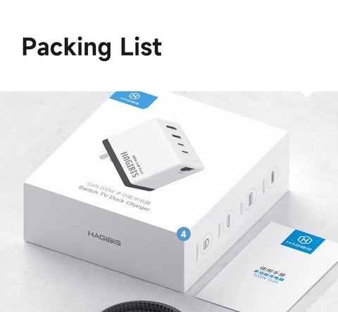 Hagibis Switch Dock Charger Portable TV Docking Station for Nintendo Switch ROG Ally 30W with 4K Video 100W RJ45 Fast Charging