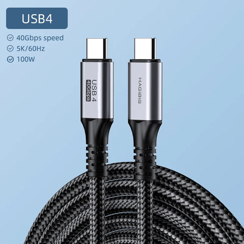 Hagibis USB4 Cable Compatible with Thunderbolt 3/4 5K@60Hz 40Gbps Data Transfer 100W 5A Fast Charging for Macbook Pro iPhone 16