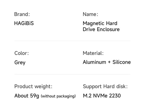 Hagibis Magnetic M.2 2230 NVMe SSD Enclosure Magsafe SSD Case USB C 3.2 Gen2 to NVMe PCI-E for iPhone 16 Pro Max ProRes MacBook