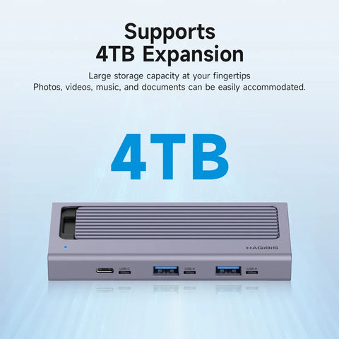 Hagibis M.2 SSD Enclosure with USB C Hub Magnetic Cover External Hard Drive Case Compatible with Thunderbolt 4/3 for MacBook PC