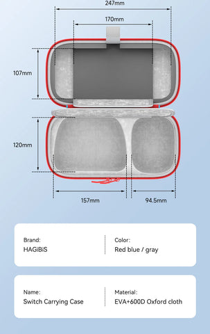 Hagibis Switch Carrying Case for Nintendo Switch /OLED with Game Cartridges Portable Carrying Travel Bag for Swtich Accessories