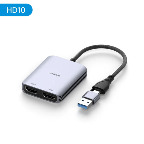 Hagibis USB-A/C to HDMI-Compatible Adapter MST Dual Monitor Converter Triple Display Compatible with M1/M2/M3 Windows Mac Laptop