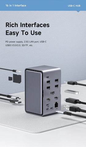 Hagibis USB C Docking Station with Dual HDMI-compatible M.2 SSD Enclosure Ethernet 100W PD USB Hub SD/TF for Laptop Macbook Pro