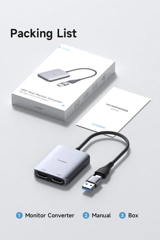 Hagibis USB-A/C to HDMI-Compatible Adapter MST Dual Monitor Converter Triple Display Compatible with M1/M2/M3 Windows Mac Laptop