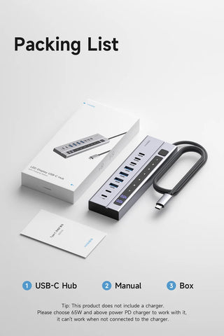 Hagibis USB C HUB Type-C Docking Station Individual On/Off Switches With LED Display 10Gbps USB C Splitter for Macbook Pro Air