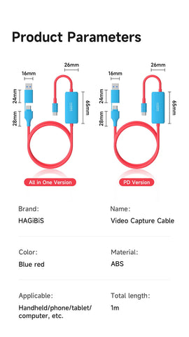 Hagibis USB3.0 Video Capture Card with 100W PD USB C to USB A/USB C Live and Record Video Audio Gaming for Quest 2 3 Switch ROG