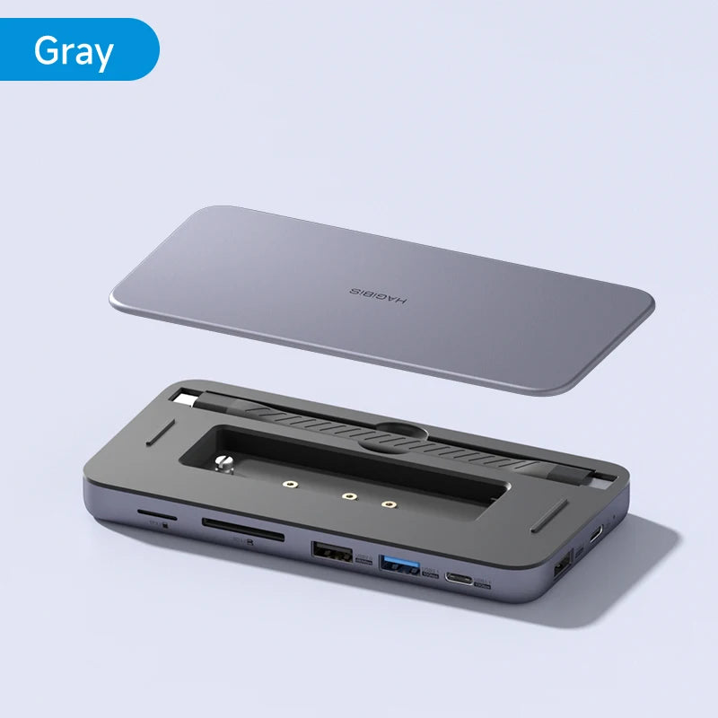 Hagibis 9 in 1 USB C HUB with M.2 NVMe/SATA SSD Enclosure 4K HDMI-compatible 100W PD USB 3.1 Docking station for Windows mac OS