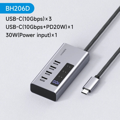 Hagibis USB C HUB Type-C Docking Station Individual On/Off Switches With LED Display 10Gbps USB C Splitter for Macbook Pro Air