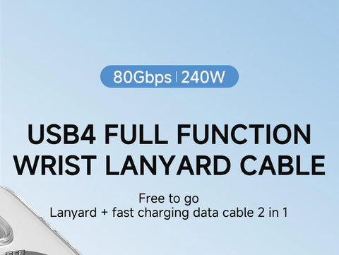Hagibis USB4 Phone Lanyard Cable Portable USB C to Type-C Wrist Lanyard Cable 240W 80Gbps for Thunderbolt 4/5 iPhone 16 Pro SSD