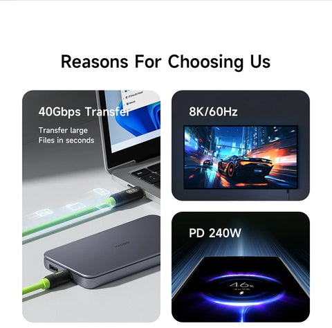 Hagibis USB C Fast Charger Cable With LED Display PD 240W 40Gbps Video Cord Compatible with Thunderbolt 4/3 For iPhone 16 Laptop