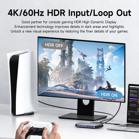 Hagibis 4K@60Hz Video Capture Card Streaming and Gaming 4K 60FPS HDR VRR RGB Passthrough PD 100W for PS5/4 Xbox Switch Camera PC