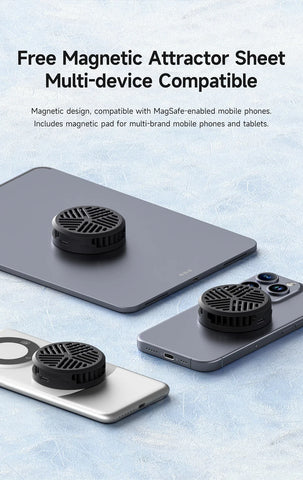 Hagibis Magnetic Cell Phone Cooler Universal Cooling Fan Mobile Phone Radiator for iPhone 16 Pro Black Shark Gaming Live Stream