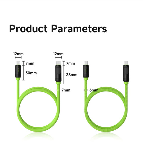 Hagibis USB C Fast Charger Cable With LED Display PD 240W 40Gbps Video Cord Compatible with Thunderbolt 4/3 For iPhone 16 Laptop