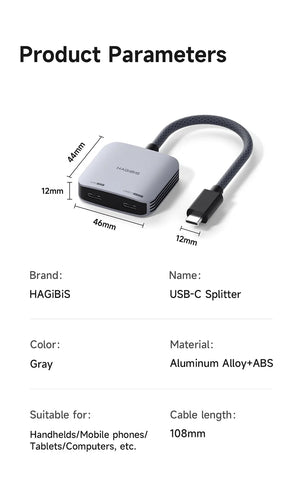 Hagibis AR Glasses Adapter USB C to Glasses and Charging Converter USB-C Hub Charge and Play For Switch Rokid/Xreal/Thunderbird