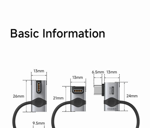 Hagibis 240W USB C to C Adapter with Lanyard 80Gbps 90 Degree Converter 8K Video USB4 Adapter for MacBook iPhone 16 Pro Tablet