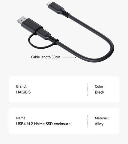 Hagibis USB 4.0 40Gbps M.2 NVMe SSD Enclosure Compatible with Thunderbolt 4/3 USB 3.2/3.1/3.0 ASM2464 External Hard Drive Case