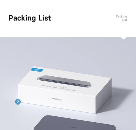 Hagibis 9 in 1 USB C HUB with M.2 NVMe/SATA SSD Enclosure 4K HDMI-compatible 100W PD USB 3.1 Docking station for Windows mac OS