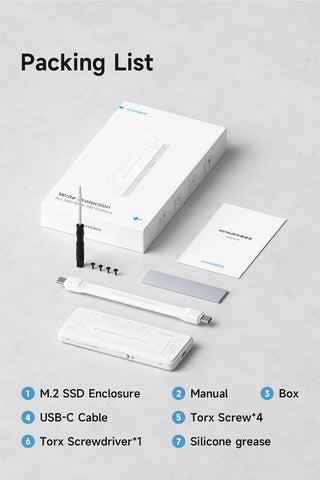Hagibis M.2 NVMe SSD Enclosure Write Protect USB C 3.2 Gen2 to NVMe PCI-E M.2 SSD Case With 100W PD for iPhone 16 15 Pro MacBook