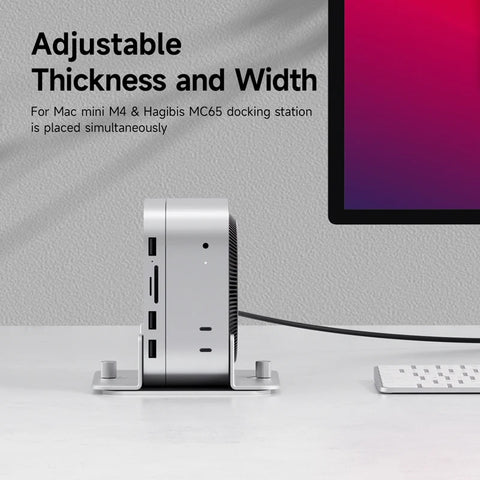 Hagibis Vertical Stand for Mac Mini M4/M4 Pro Aluminum Alloy Laptop Desktop Stand Anti-Slip Adjustable Holder For New Mac mini