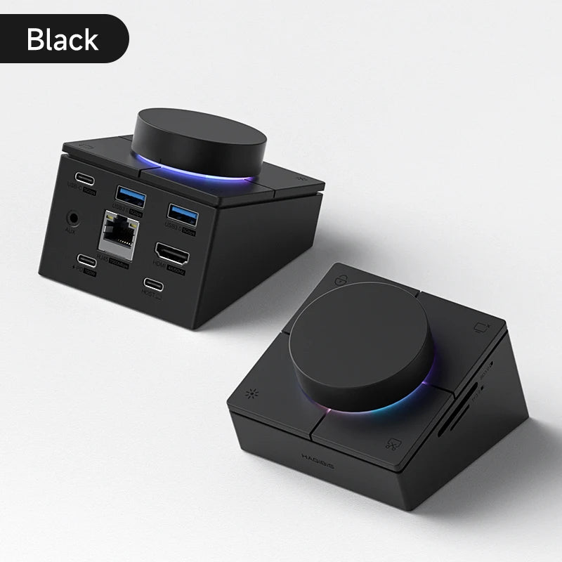 Hagibis Knob USB C Hub With Shortcut Buttons Type-C Docking Station Volume Adjustment Desktop Controller for Macbook Win Laptop