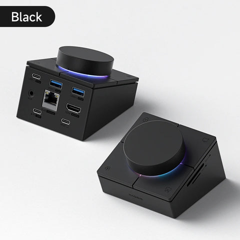 Hagibis Knob USB C Hub With Shortcut Buttons Type-C Docking Station Volume Adjustment Desktop Controller for Macbook Win Laptop