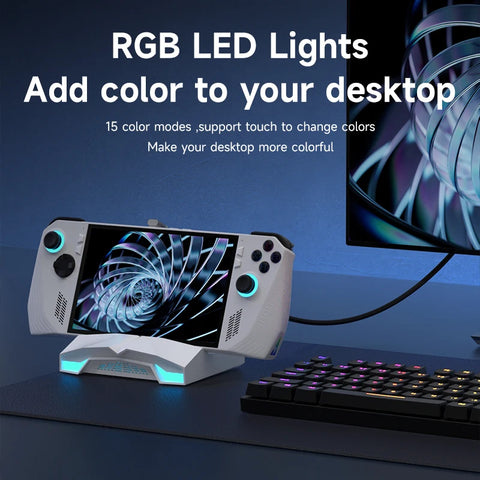 Hagibis ROG Ally/Steam Deck/Switch/OLED Dock 6 in 1 Universal Docking Station With 4K HDMI 2.5G RJ45 100W PD RGB Light USB C Hub