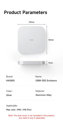 Hagibis USB4 Hard Drive Enclosure 40Gbps M.2 NVMe SSD Case for Mac mini M4/M4 Pro Compatible with Thunderbolt 5/4 External SSD