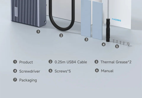 Hagibis 40Gbps USB4 M.2 NVMe SSD Enclosure With LED Display USB4 Cable for Thunderbolt 4/3 USB 3.2/3.1/3.0 B+M M-Key SSD Case