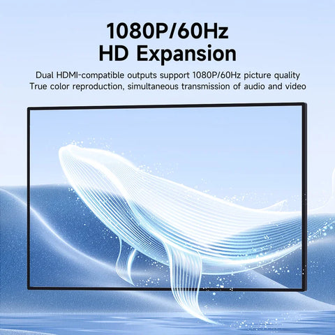 Hagibis USB-A/C to HDMI-Compatible Adapter MST Dual Monitor Converter Triple Display Compatible with M1/M2/M3 Windows Mac Laptop