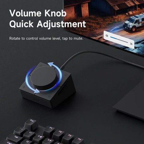 Hagibis Knob USB C Hub With Shortcut Buttons Type-C Docking Station Volume Adjustment Desktop Controller for Macbook Win Laptop