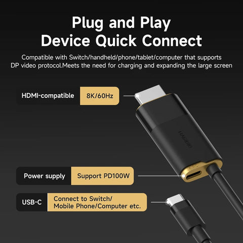 Hagibis Switch Dock for Nintendo Switch/OLED USB C to HDMI-Compatible Cable Adapter 8K60Hz 100W PD for Laptop SteamDeck ROG Ally