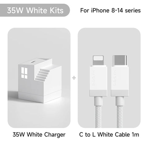 Hagibis 35W GaN USB C Charger Creative Fast Charger 20W QC 3.0 PD 3.0 For iPhone 16 15 14  Pro Max iPad Pro Macbook Air Samsung