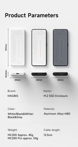 Hagibis M.2 NVMe SSD Enclosure Write Protect USB C 3.2 Gen2 to NVMe PCI-E M.2 SSD Case With 100W PD for iPhone 16 15 Pro MacBook