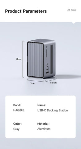 Hagibis USB C Docking Station with Dual HDMI-compatible M.2 SSD Enclosure Ethernet 100W PD USB Hub SD/TF for Laptop Macbook Pro
