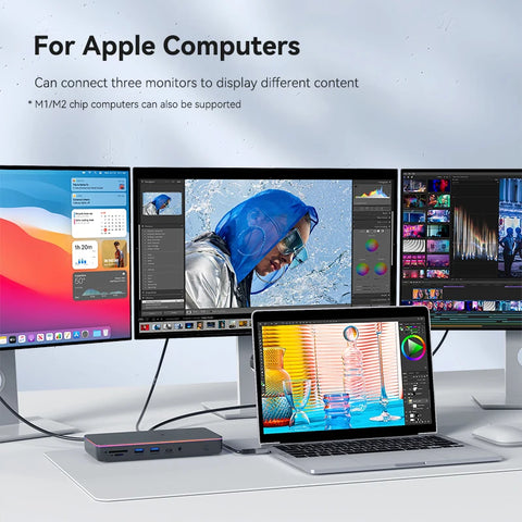 Hagibis DisplayLink USB C Docking Station Triple Display 3 Monitors with DP MST Hub 100W PD RJ45 LED for MacBook M1 M2 Windows