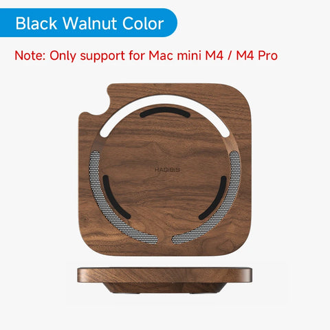 Hagibis Desktop Stand for Mac mini M4/M4 Pro 2024 Dustproof Walnut Wood Base Heat Dissipation Holder Solid Wood Bracket Cooling