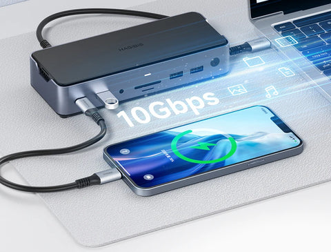 Hagibis USB C Docking Station Type C to 8K DP HDMI-Compatible Triple Display M.2 SSD PD3.0 RJ45 15 in 1 USB C HUB for PC Laptops