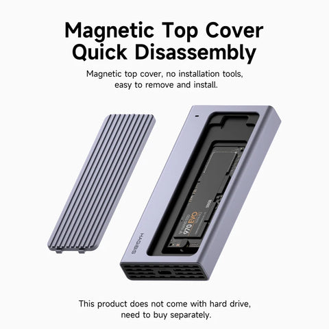 Hagibis M.2 SSD Enclosure with USB C Hub Magnetic Cover External Hard Drive Case Compatible with Thunderbolt 4/3 for MacBook PC