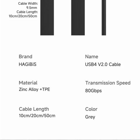 Hagibis Short USB C to USB C Full Function Cable USB4 V2 Date Cable 80Gbps 8K PD 240W Cord for Thunderbolt 4/5 iPhone Laptop SSD