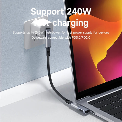 Hagibis 240W USB C to C Adapter 40Gbps 8K 60Hz 90 Degree Converter USB4 Adapter for Thunderbolt 4/3 MacBook iPhone 16 Pro Tablet