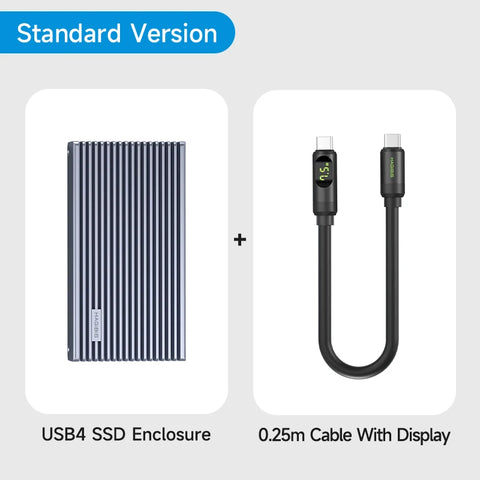 Hagibis 40Gbps USB4 M.2 NVMe SSD Enclosure With LED Display USB4 Cable for Thunderbolt 4/3 USB 3.2/3.1/3.0 B+M M-Key SSD Case